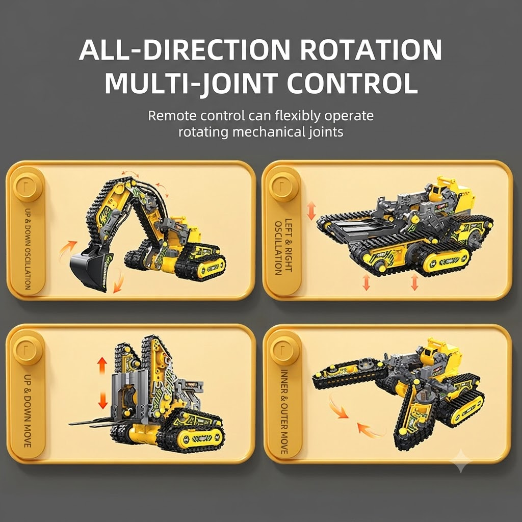 DIY RC Construction Vehicle STEM Kit,containing 4 Different Vehicles