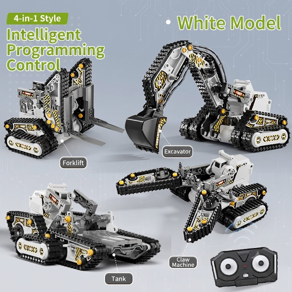 DIY RC Construction Vehicle STEM Kit,containing 4 Different Vehicles
