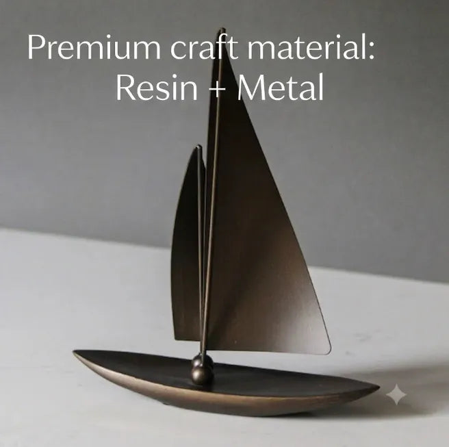 The Mariner Retro Sailboat Sculpture with Solid Wood Base