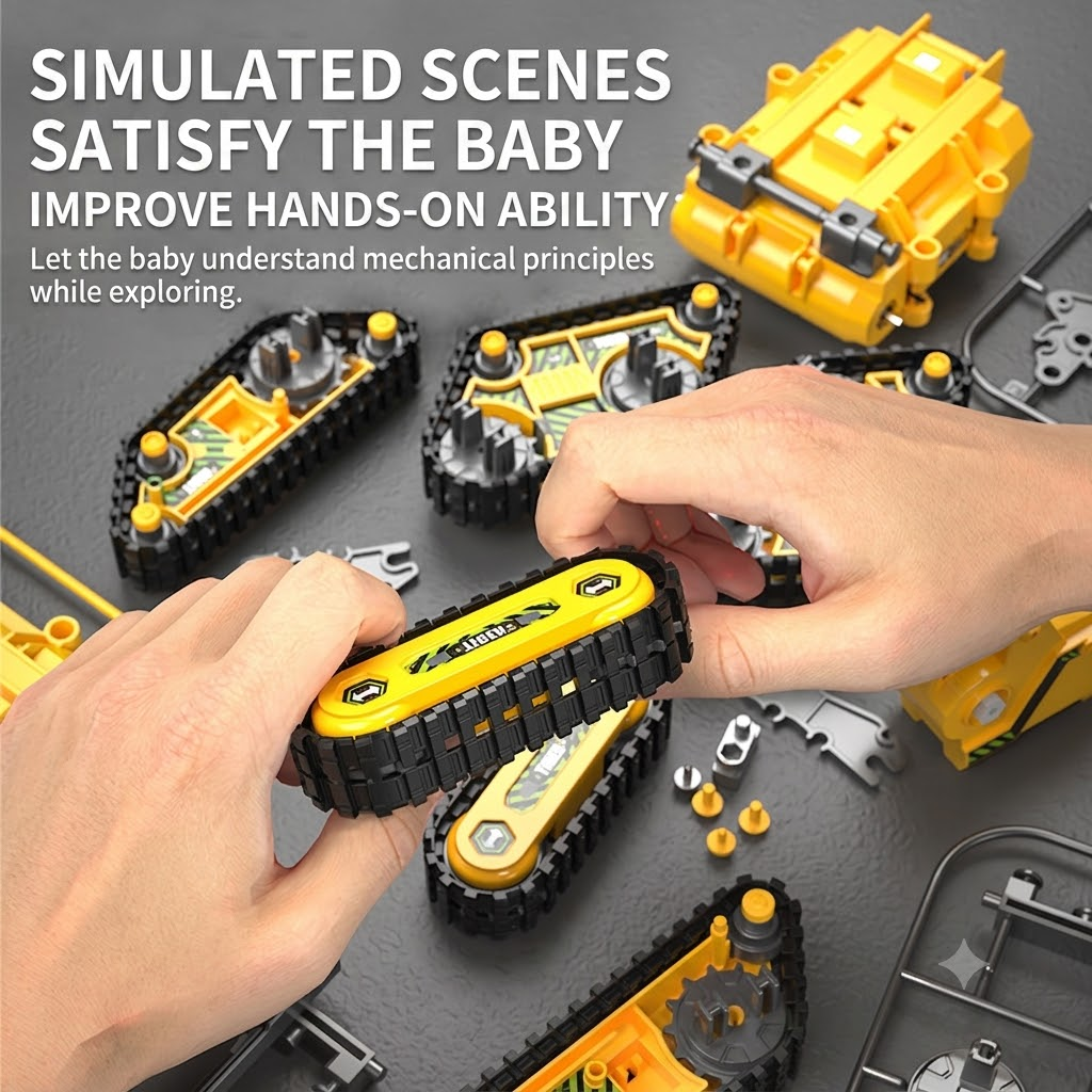 DIY RC Construction Vehicle STEM Kit,containing 4 Different Vehicles