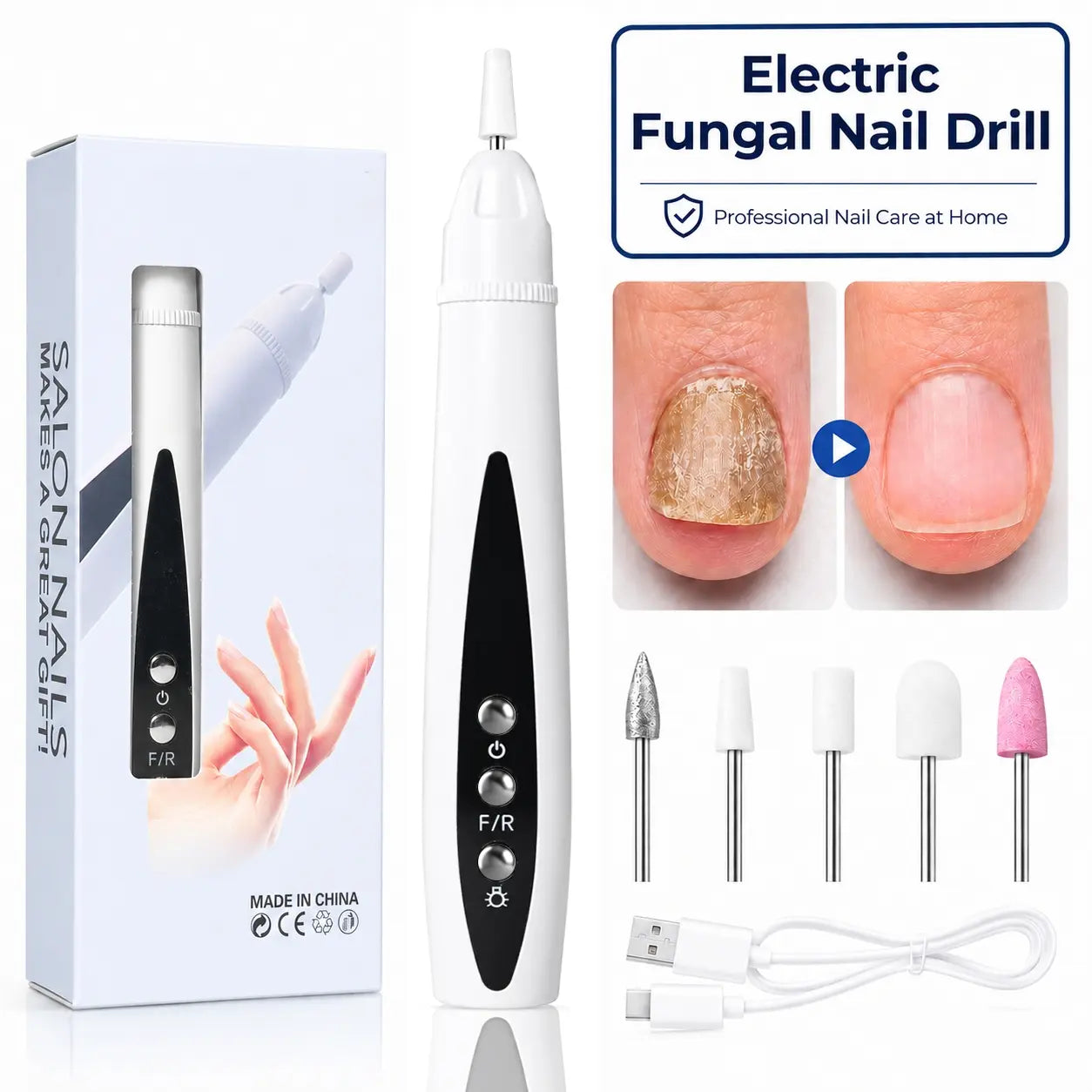 Rechargeable Cordless Nail Drill for Thick & Hardened Nails