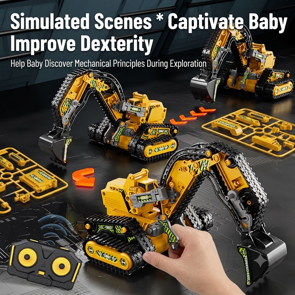 DIY RC Construction Vehicle STEM Kit,containing 4 Different Vehicles
