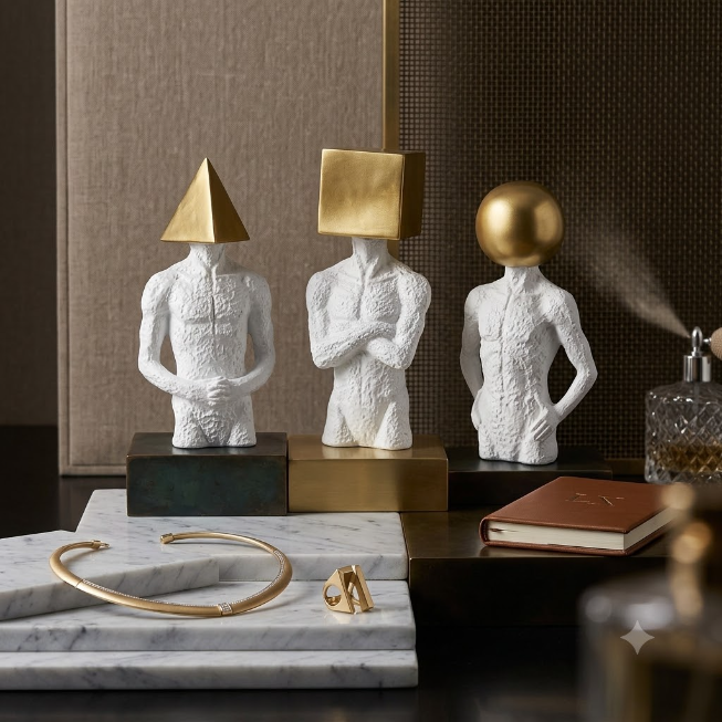 Modern geometric figurative sculpture artwork