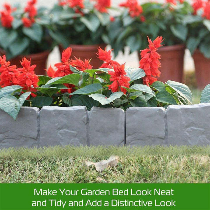 Stone-Look Garden Edging Border – 20-Piece DIY Lawn & Flower Bed Fence