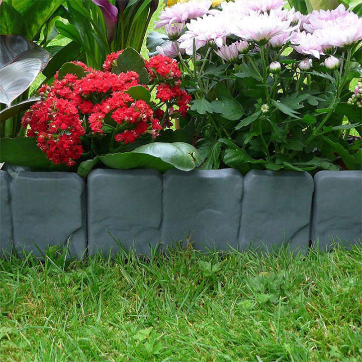 Stone-Look Garden Edging Border – 20-Piece DIY Lawn & Flower Bed Fence
