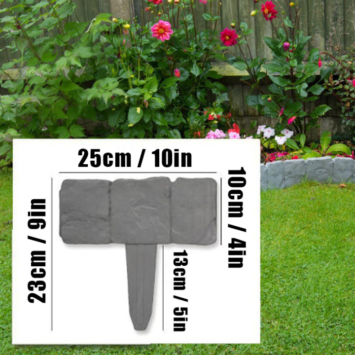 Stone-Look Garden Edging Border – 20-Piece DIY Lawn & Flower Bed Fence