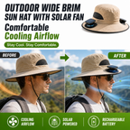 🔥Summer Promotion 💥- Outdoor Wide Brim Sun Hat With Solar Fan