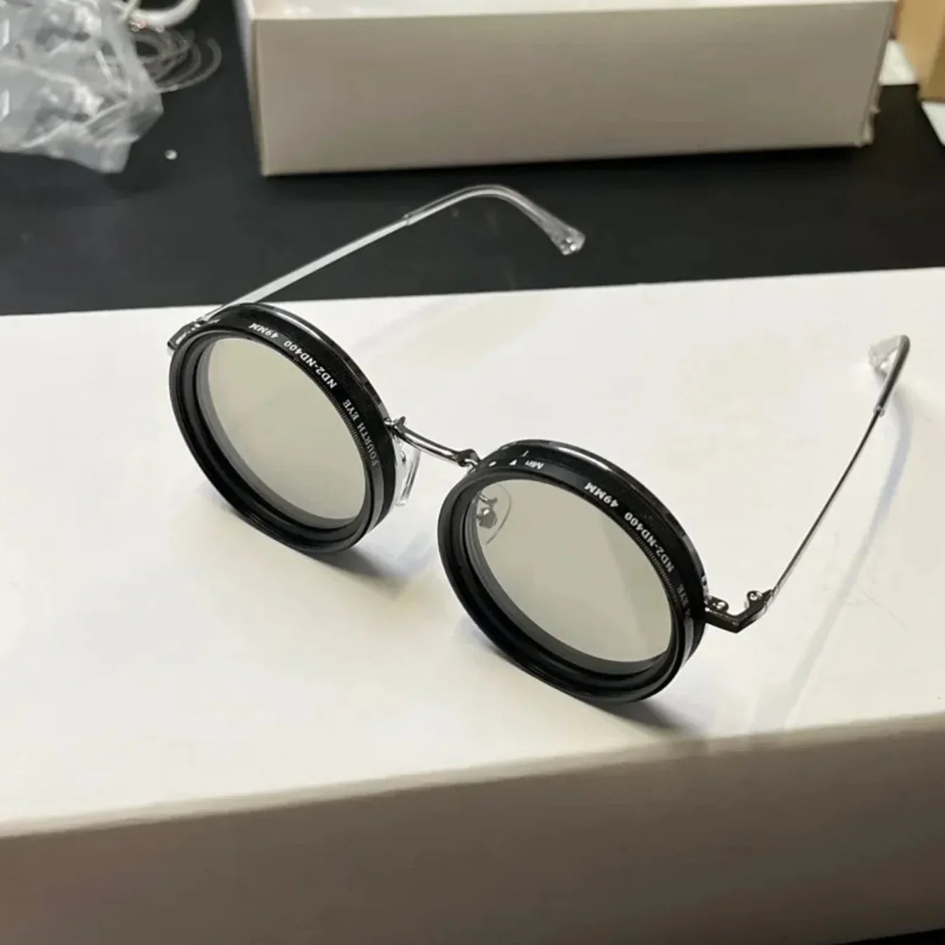 Black Lens Sunglasses 9-Gear Adjustable ND Filter