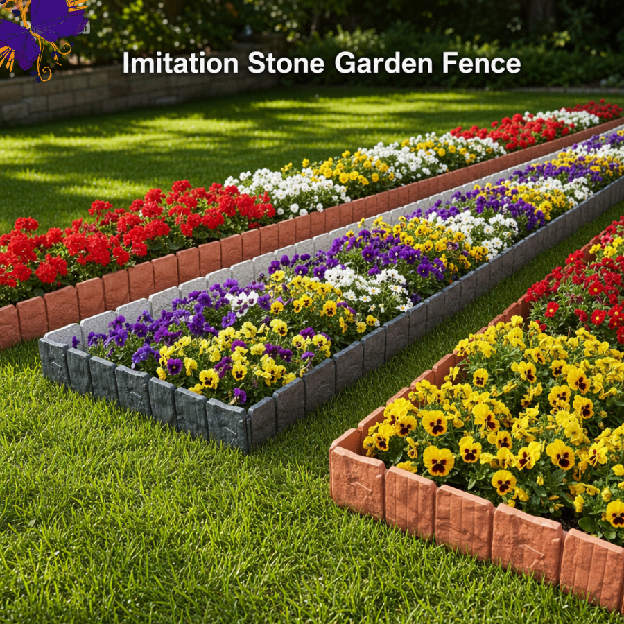 Stone-Look Garden Edging Border – 20-Piece DIY Lawn & Flower Bed Fence