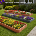 Stone-Look Garden Edging Border – 20-Piece DIY Lawn & Flower Bed Fence
