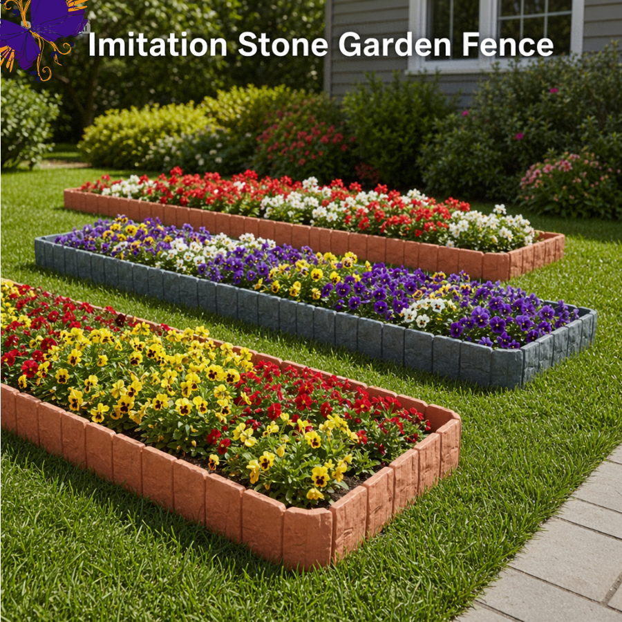 Stone-Look Garden Edging Border – 20-Piece DIY Lawn & Flower Bed Fence