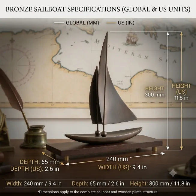 The Mariner Retro Sailboat Sculpture with Solid Wood Base