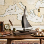 The Mariner Retro Sailboat Sculpture with Solid Wood Base