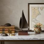 The Mariner Retro Sailboat Sculpture with Solid Wood Base