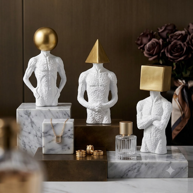 Modern geometric figurative sculpture artwork